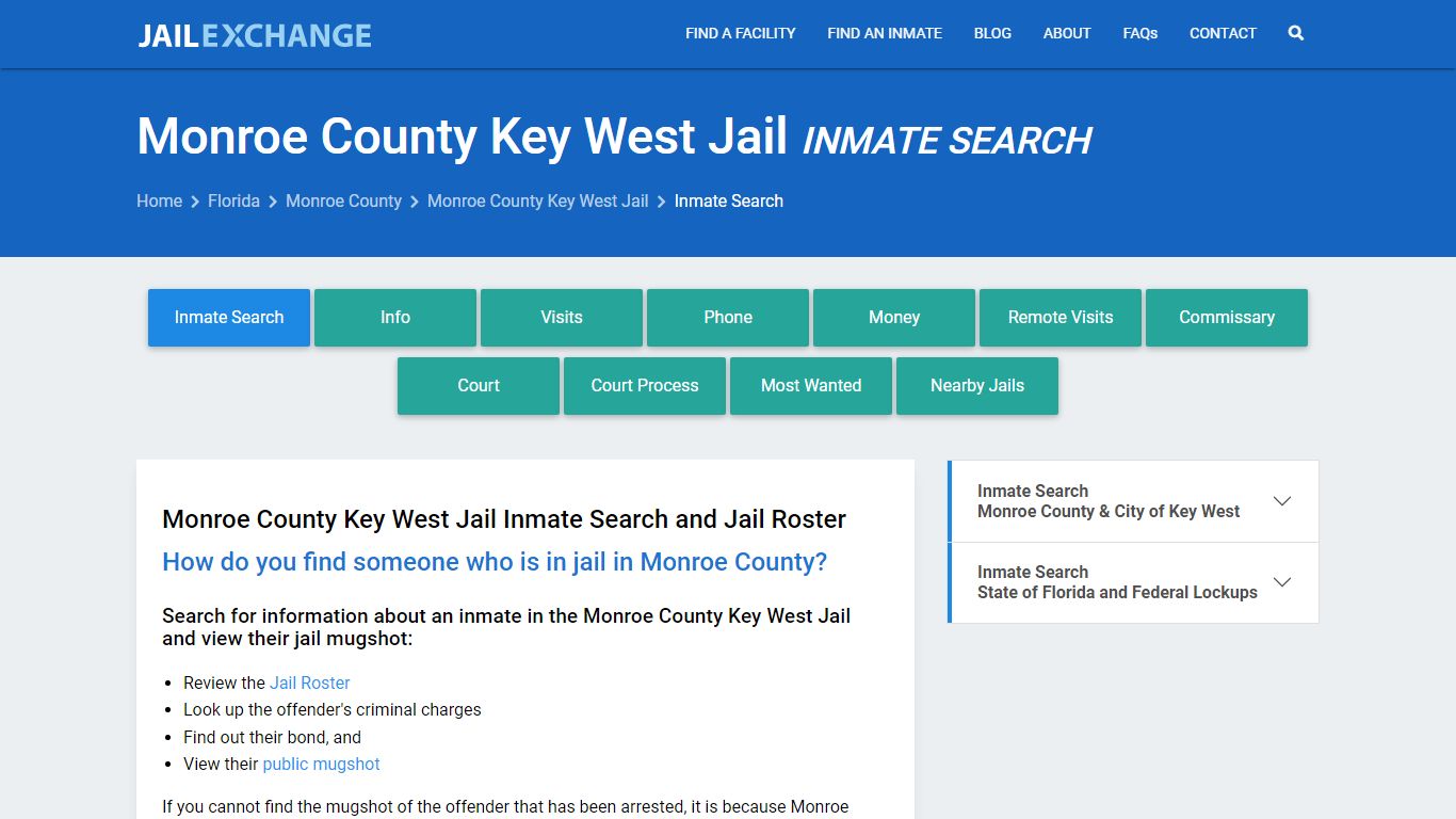 Monroe County Key West Jail Inmate Search - Jail Exchange
